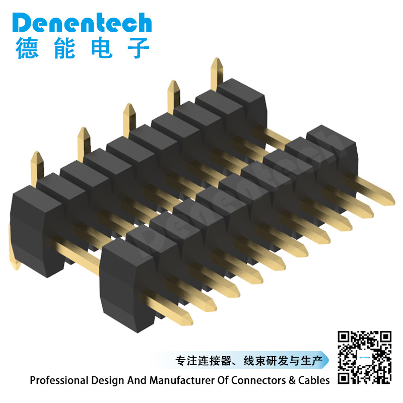Denentech 1.0mm pin header single row dual plastic straight SMT with peg